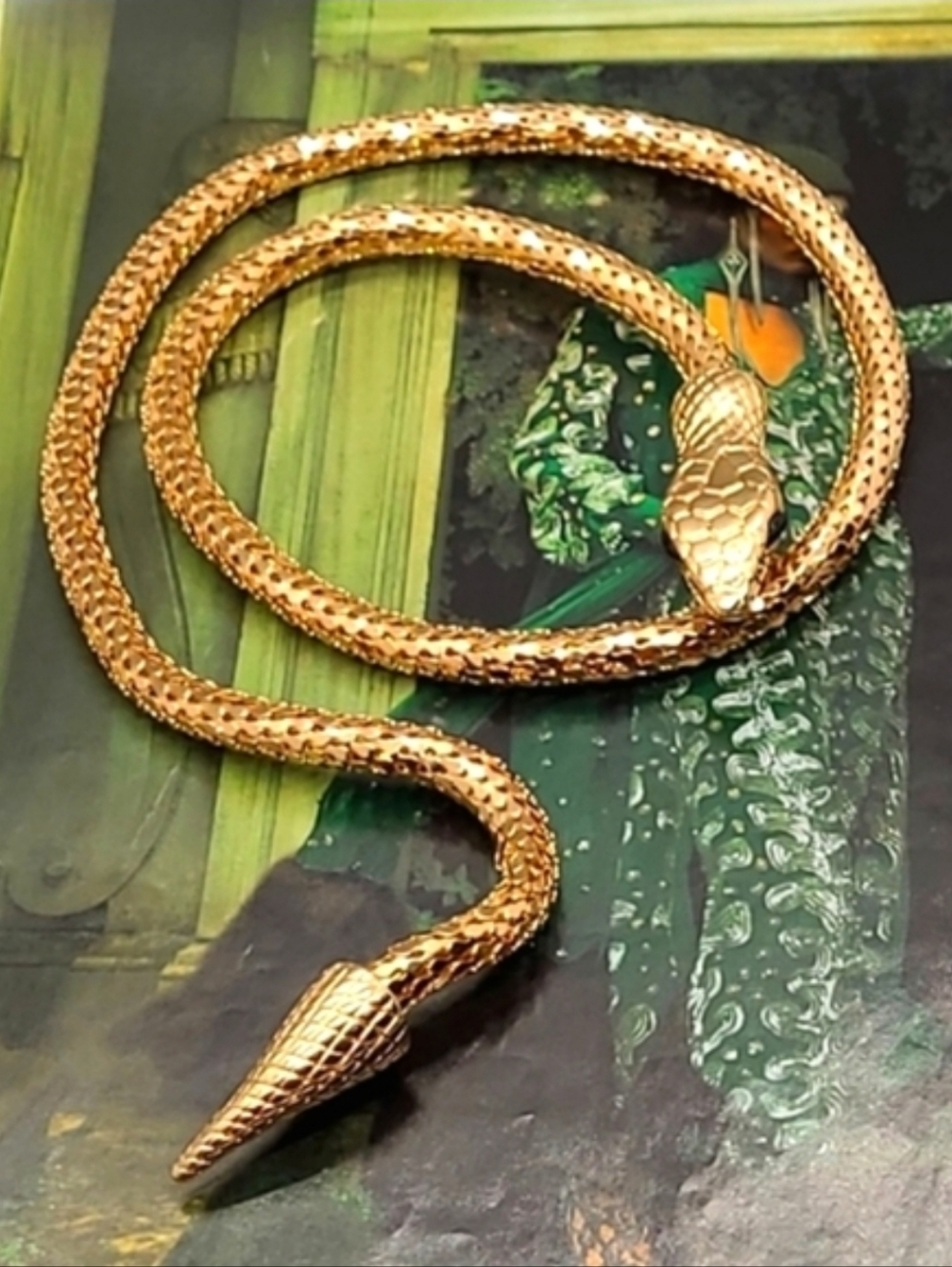 NWT Sexy Fierce Bendable Adjustable Mesh Serpent Snake Gold Necklace